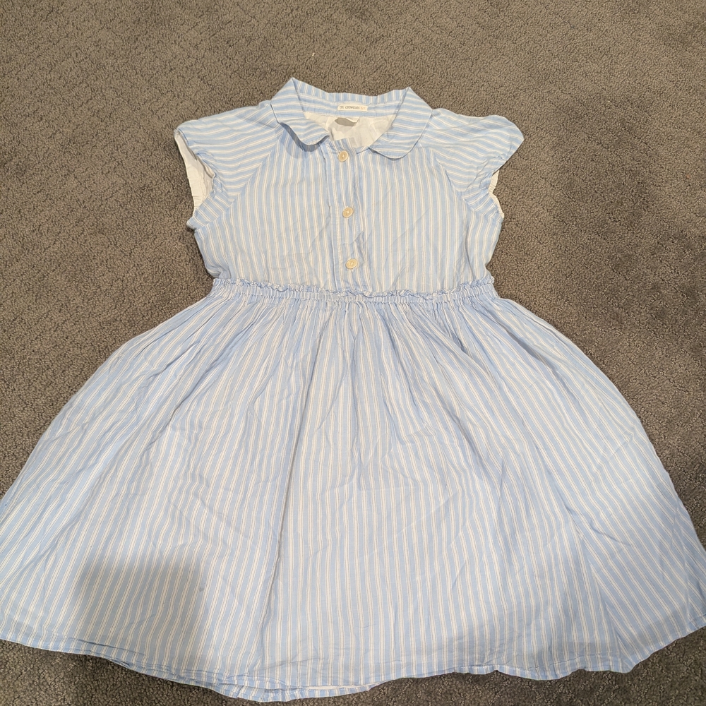 Crewcuts Light Blue Ticking Striped Dress
